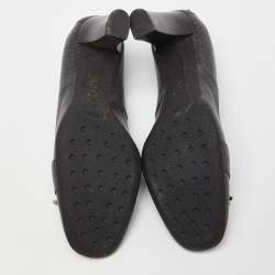 Pre Owned Tod's Grey Leather Fringe Detail Pumps Size 39.5