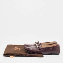 Tod's Burgundy Embossed Lizard Double T Loafers Size 37