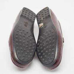 Tod's Burgundy Embossed Lizard Double T Loafers Size 37