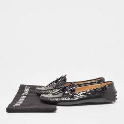 Tod's Black Patent Leather Bow Loafers Size 36.5