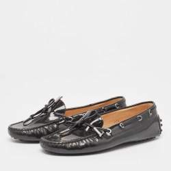 Tod's Black Patent Leather Bow Loafers Size 36.5
