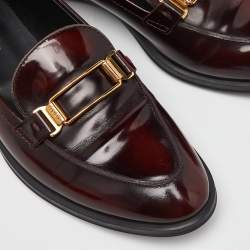 Pre Owned Tod's Brick Shiny Leather Slip On Loafers Size 38.5