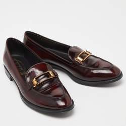 Pre Owned Tod's Brick Shiny Leather Slip On Loafers Size 38.5