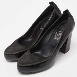 Tod's Black Suede and Leather Platform Pumps Size 39