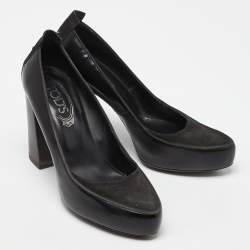 Tod's Black Suede and Leather Platform Pumps Size 39