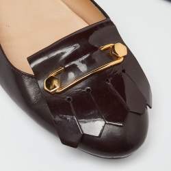 Tod's Burgundy Leather Fringe Detail Ballet Flats Size 38.5