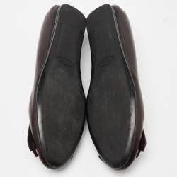 Tod's Burgundy Leather Fringe Detail Ballet Flats Size 38.5
