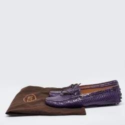 Pre Owned حذاء لوفرز تودز سليب أون بفيونكة جلد ثعبان بنفسجي مقاس 38