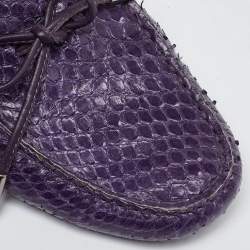 Pre Owned حذاء لوفرز تودز سليب أون بفيونكة جلد ثعبان بنفسجي مقاس 38