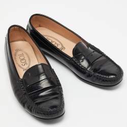 Tod's Black Patent Leather Penny Slip On Loafers Size 37