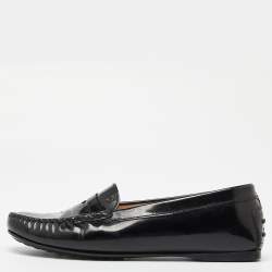 Tod's Black Patent Leather Penny Slip On Loafers Size 37