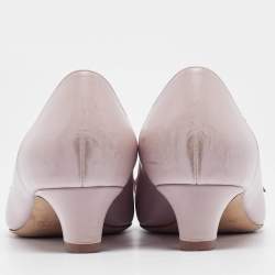 Tod's Pink Leather Bow Block Heel Pumps Size 37.5