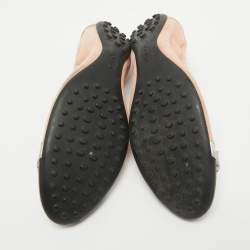 Tod's Pink Suede and Patent Leather Buckle Detail Scrunch Ballet Flats Size 39.5