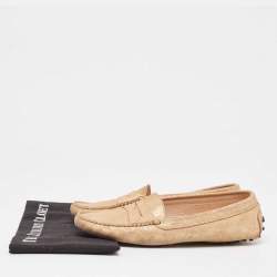 Tod's Gold Glitter Suede Penny Loafers Size 41
