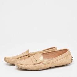 Tod's Gold Glitter Suede Penny Loafers Size 41
