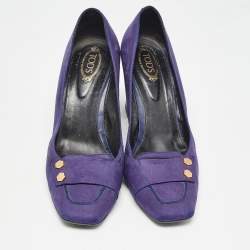 Tod's Purple Nubuck Leather Square Toe Pumps Size 41