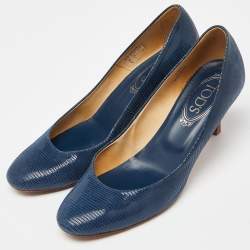 Tod's Blue Lizard Embossed Leather Pumps Size 38.5