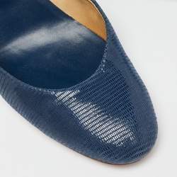 Tod's Blue Lizard Embossed Leather Pumps Size 38.5