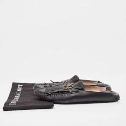 Tod's Black Leather Gommino  Tassel Trim Mules Size 40