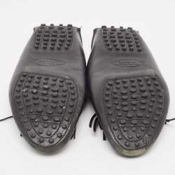 Tod's Black Leather Gommino  Tassel Trim Mules Size 40