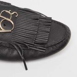 Tod's Black Leather Gommino  Tassel Trim Mules Size 40