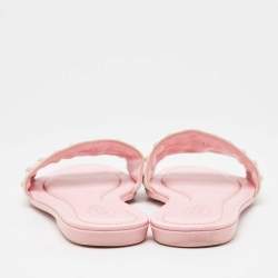 Pre Owned Tod's Pink Suede Studded Flat Slides Size 38.5