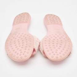Pre Owned Tod's Pink Suede Studded Flat Slides Size 38.5