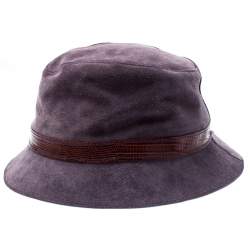 Tods Purple Suede and Lizard Trim Bowler Hat 