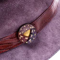 Tods Purple Suede and Lizard Trim Bowler Hat 