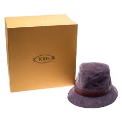 Tods Purple Suede and Lizard Trim Bowler Hat 