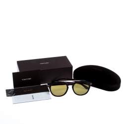 Pre Owned Tom Ford Brown/Green Tortoise Newman Sunglasses