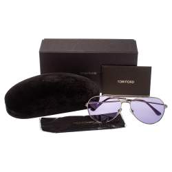 Pre Owned Tom Ford Purple/Gold Indiana Aviator Sunglasses