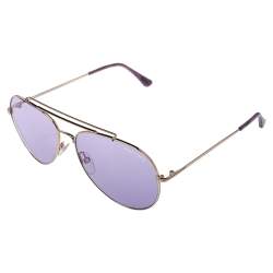 Pre Owned Tom Ford Purple/Gold Indiana Aviator Sunglasses