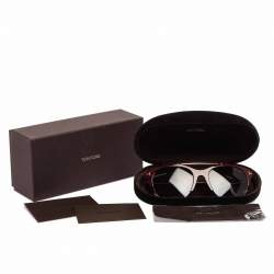 Pre Owned Tom Ford Maroon/Grey Gradient Adrenne Semi Rimless Sunglasses