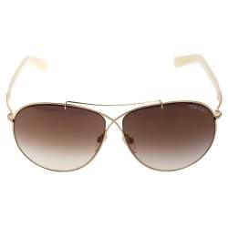 Pre Owned نظارة شمسية توم فورد "ايفا تي أف374 افياتور" غرادينت بني 