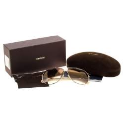 Pre Owned نظارة شمسية توم فورد "ايفا تي أف374 افياتور" غرادينت بني 