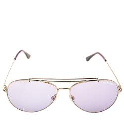 Pre Owned Tom Ford Purple/Gold Metal Indiana Aviator Sunglasses