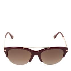 Tom Ford Maroon/Black Gradient Adrenne Oval Sunglasses
