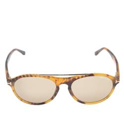 مملوكة مسبقًا Tom Ford Brown Havana Cameron-02 Aviator Sunglasses