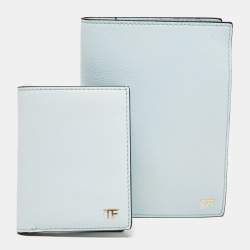 Tom Ford Light Turquoise Leather TF Passport Holder and Card Case Set 