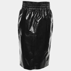 Tom Ford Black Leather Knee Length Skirt S