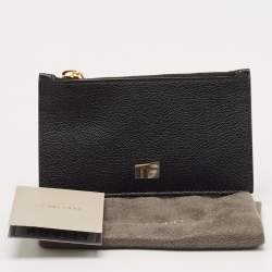 Tom Ford Black Leather Zip Card Holder