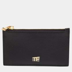 Tom Ford Black Leather Zip Card Holder