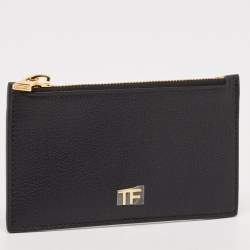 Tom Ford Black Leather Zip Card Holder