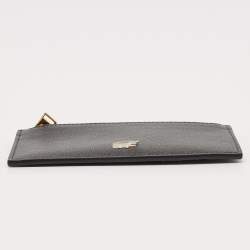 Tom Ford Black Leather Zip Card Holder