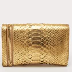 Tom Ford Gold Python Alix Zip and Padlock Crossbody Bag