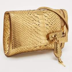 Tom Ford Gold Python Alix Zip and Padlock Crossbody Bag