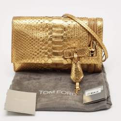 Tom Ford Gold Python Alix Zip and Padlock Crossbody Bag