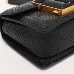 Tom Ford Black Python Embossed Leather  T-clasp Shoulder Bag