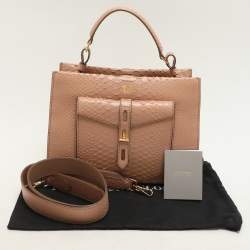Tom Ford Beige Python Small T Twist Top Handle Bag